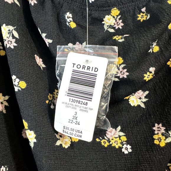 NWT Torrid Tube Top Shirt Plus Size 3X Tank Top Black Floral Stretch NEW - Picture 4 of 9